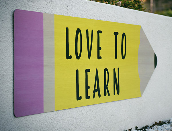 Love to Learn pencil sign